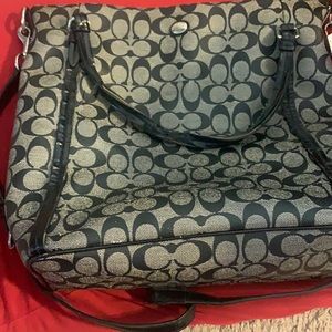 Coach black grey logo shoulder bag